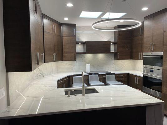 Kitchen remodel with new lighting that Night Vision Installed.