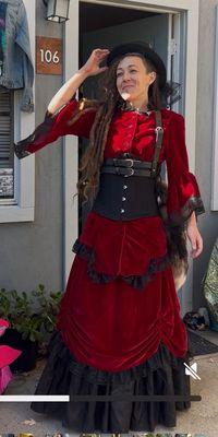 Lyndian artist Red tail creations dressed stem punk during Holiday in the Pines dickens style.
