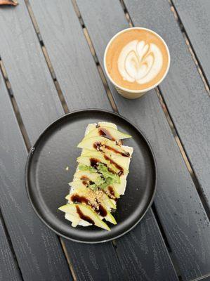 Brie Pear Tartine & Thai Tea Latte