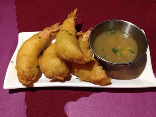 Shrimp in raincoats w/ sweet pear sauce