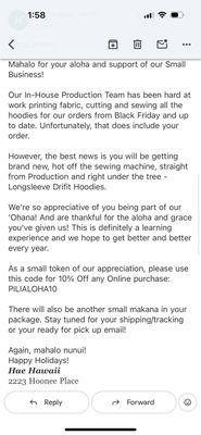 Email from the company