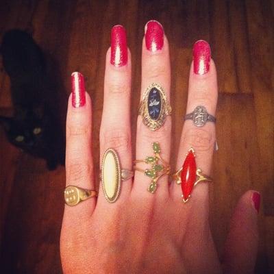 New rings from Dawn's, except for the silver/ivory on ring finger.