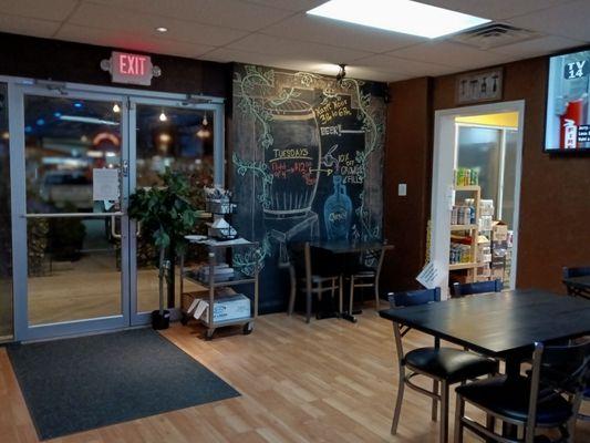 The entrance to the right has a store with a varied selection of beverages. The employee discouraged photos when asked.