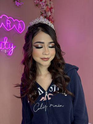 Quinceanera makeup done by the best makeup studio in the inland empire B XTRA BEAUTY TYLER MALL done by pro makeup artist Breanna
