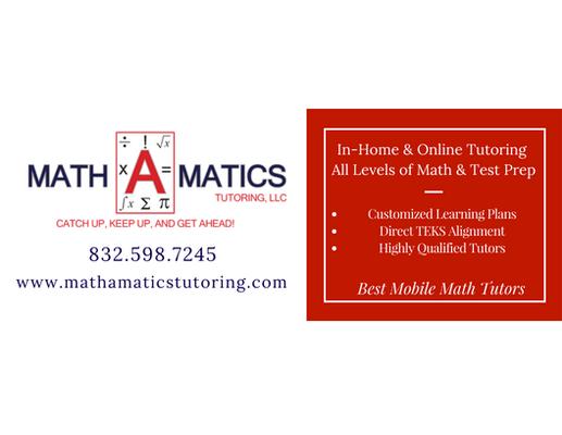 Math-A-Matics Tutoring Best Mobile Math Tutors in the Greater Houston Area, Cypress, Jersey Village, Katy, Memorial, Pearland, & Rosharon
