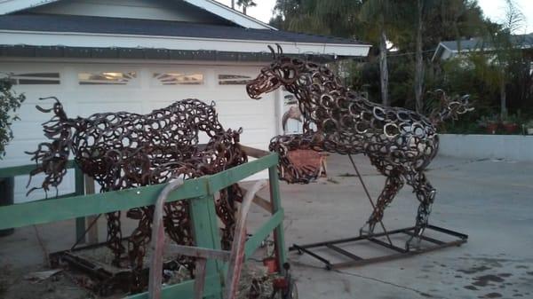I make horseshoe sculptures and scrap metal scluptures