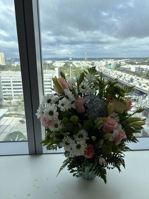 Beautiful cut flower arrangement, florist's choice.