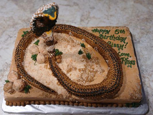 Edible Cobra snake on a 1/2 sheet cake