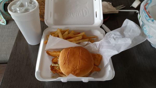 Giant Fish Sandwich, Fries and a Soda