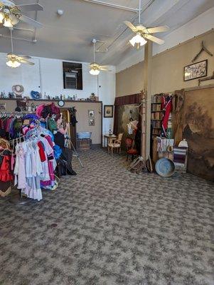 Getting picture taken in front of one of the many settings.