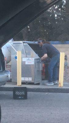 Dude smoking while working on propane tanks. 2/12/24