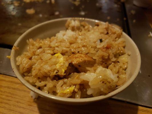 Rice served at the very end? Didn't even try it. My dog did eat it later... but, he eats anything, even cat poop and cat throwup.