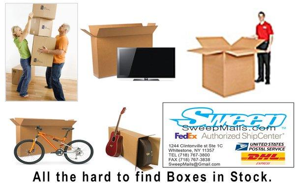 WE HAVE BOXES IN STOCK! Shipping Boxes for GUITAR, Flat TV, LAPTOP, BIKE,GOLF BAG and Some LARGE BOXES!. Flat Rate boxes! WE HAVE THEM ALL!