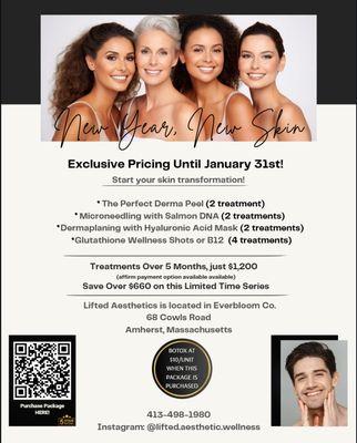 January Package Special: Botox $10/unit w/package. Vagaro purchase + Affirm payment plans available. Ends 1/31/26. 413-498-1980