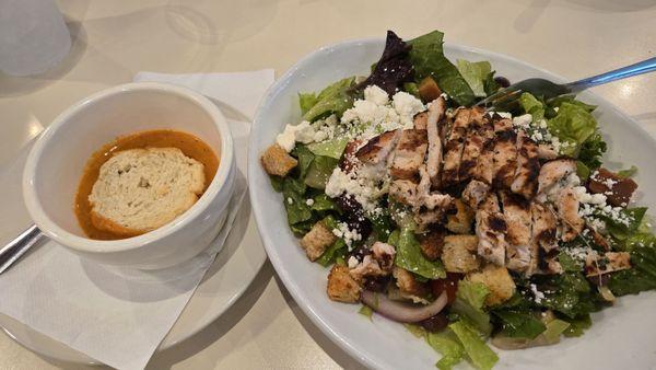 Tomato Bisque and Mediterranean Salad with Grilled Chicken *Feta Mediterranean Salad