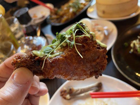 Chicken wing close up - perfectly crispy