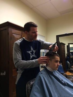 Kevin cutting my Jacks hair