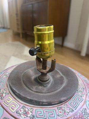 (Before) extremely rusted wiring, tops, and housing where the bulbs sit.