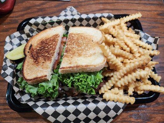 the trifecta with lettuce, tomato, and onions, I had them add a hamburger patty too!!