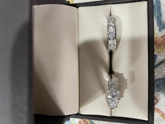 My wedding band after being cleaned and my beautiful 3 stone ring