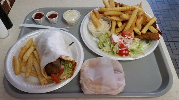 Gyro and the seafood special. Meah!