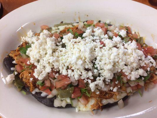 Tlacoyo + chipotle chicken! So so good!!! Tastes like authentic Mexican food