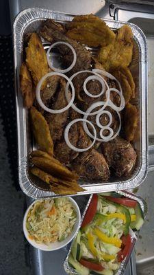 Come get you a Fish platter with some plantains and more . You can add your favorite sides such as Akra, Marinade as well !!