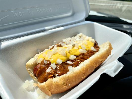 Chili cheese dog