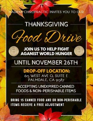 FOOD DRIVE. OFFER VALID UNTIL 11/26/2019