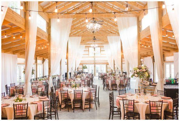 Event hall set for a wedding