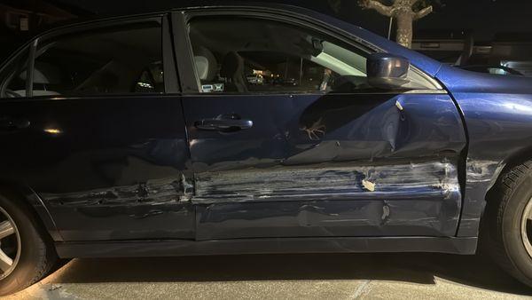 Before - where our car was hit on the side