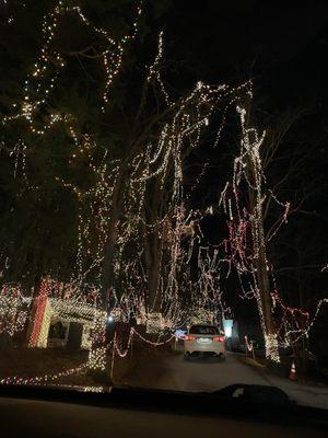 Driving through part of Santa's magical kingdom- this is just a small portion of the plentiful Christmas lights!