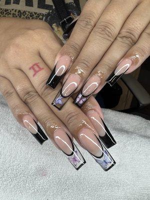 GelX French tip with butterfly !