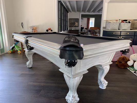 Table refinished from oak to distressed whitewash