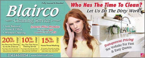 Current Coupons for Blairco Cleaning Service