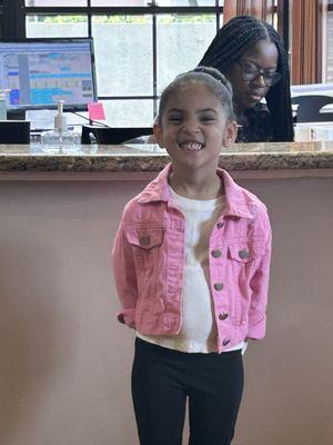 Kid sister having a good time and getting her teeth fixed