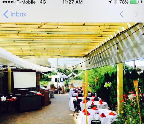 Wedding reception, open air , at our North Bruswick location CHOPSTICK III patio