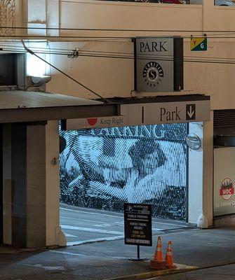 Entrance to the parking garage