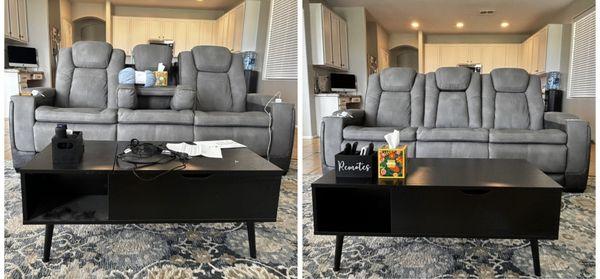 Before and after photos of a beautiful living space