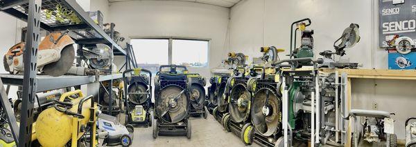 The front of the store in front of the counter.