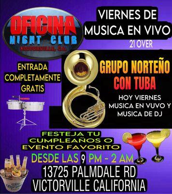 Viernes y SABADOS grupos en vivo