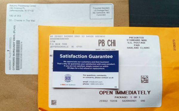 What they mailed to me