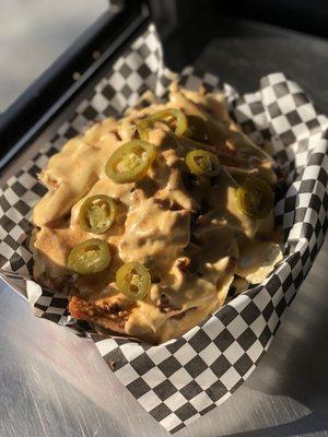 Nachos with your choice of meat! Omg! To die for!