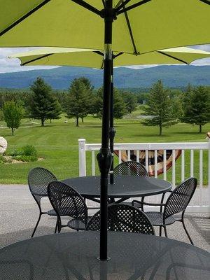 on the Patio overlooking Ralph Myher Golf Course