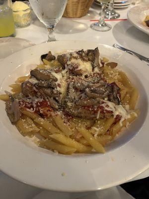 Steak tips penne pasta