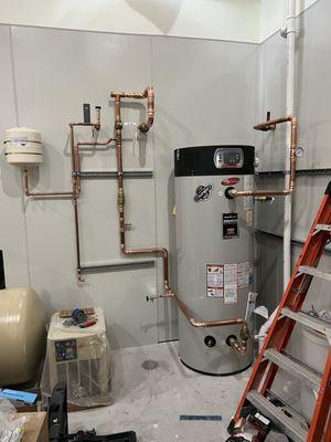 Factory water heater and pipe install 2