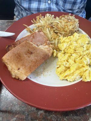 Ham, eggs and hash browns