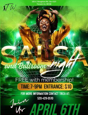 TW Dance Studio offers weekly Salsa dance nights! Please check the schedule on our website for availability or call (520) 429-0510!