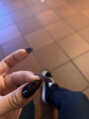 My actual nail was popping out of the acrylic