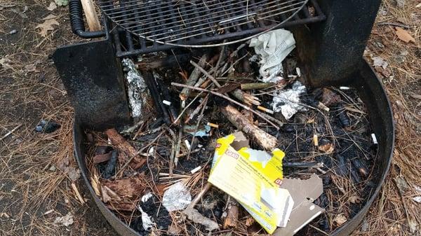 Our fire pit, not cleaned up for our visit with our 4 - year-old.